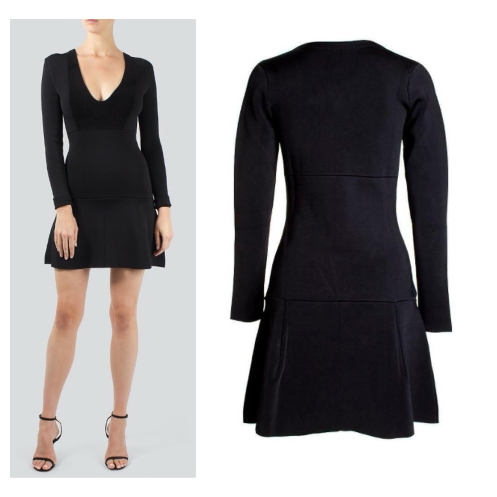 💵ISSA London Issa Black V Neck Fit and Flare Dress Size XSmall